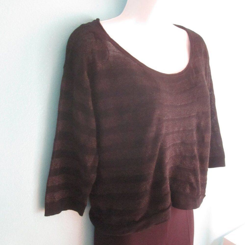 Missa Womens Size S Black Tonal Stripe Scoop Neck Pullover Sweater